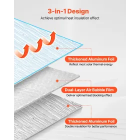 VEVOR dobbelt reflekterende isoleringsplade, 16 STK Dobbeltsidet aluminiumsfolie strålebarriere, 6 mm 1,22 m x 0,61 m,