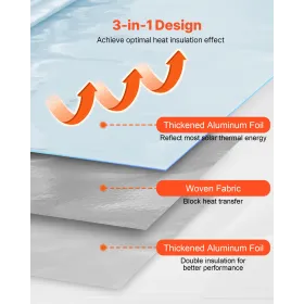VEVOR dobbelt reflekterende isoleringsrulle, perforeret vævet stof strålebarriere, 0,15 mm 38,1 m x 1,22 m, dobbeltsidet