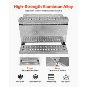VEVOR Semi-Truck Step Tool Box, 790 x 770 x 485 mm Heavy Duty Aluminum Diamond Plate Toolbox, Waterproof Cab Entry Step Storage 