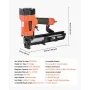 Pneumatic Staple Gun, 16 Gauge 26.4mm Wide Crown Pneumatic Stapler 16mm to 38mm Length, 70-120PSI Air Staple Gun with Two Firing