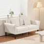 Loveseat Sofa, 176 cm Small Sofa Couch for Living Room, Velvet Fabric 2-Seats Couch with Sinuous Spring, Soft Cushions and Sturd