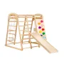 VEVOR Indendørs Jungle Gym, 7-i-1 Indendørs legeplads til småbørn, 109 x 120 x 119,5 cm, med træ- og rebstige, netstige, gynge,