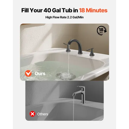 VEVOR Roman Tub Faucet, Gooseneck Bath Tubs Faucets Set with 2 Handles, Roman Tub Faucets Deck Mount for Baby Care, Adult Bathin