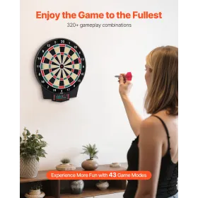 elektronisk dartskive, 391 mm dartskive med 43 spil og 320+