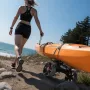 Kayak Cart, 136.1 kg Load Capacity, Foldable Kayak Trolley with 25.4 cm Solid Rubber Tires & 1 Ratchet Strap, Paddle Board Troll