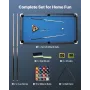 Pool Table, 244cm Portable Billiards Tables with Wood Finish, Modern Adjustable Feet Game Table, Full Set Includes Balls, Cues, 