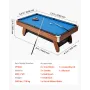 VEVOR Pool Table, 244cm Portable Billiards Tables with Wood Finish, Modern Adjustable Feet Game Table, Full Set Includes Balls, 