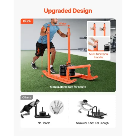 VEVOR Vægtslæde, Steel Power Sled, Fitness styrketræningsslæder til atletisk træning Hastighedsforbedring, Workout Fitness Eq