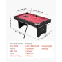 Pool Table, 183cm Portable Billiards Tables, Adjustable Feet Stable Game Table, Entertainment Set Includes Ball, Cue, Rack, Chal
