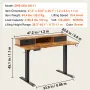 Height Adjustable Desk, 47.2" x 23.6" Electric Dual Monitor Riser Workstation, Whole Piece Desk Board Sit to Stand, 3-Key Modes 
