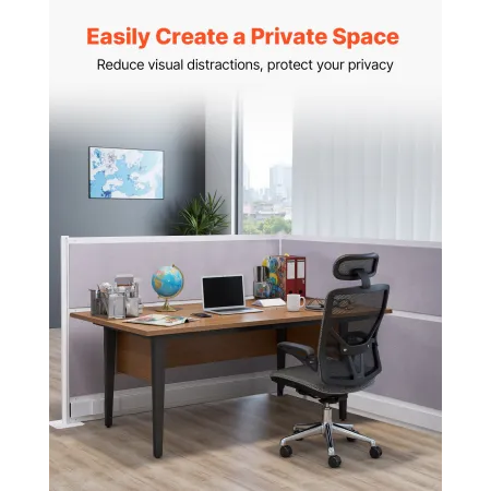 VEVOR Office Divider Privacy Skillevægge, 2-Pack, 1,83m x 1,22m Rumsadskillende vægge, PET Workstation Kabineskillevæg med