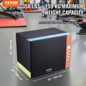 3 in 1 Plyometric Jump Box, 30/24/20 Inch Foam Plyo Box, Platform & Jumping Agility Box, Anti-Slip Fitness Exercise Step Up Box 