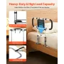 VEVOR Bed Rail for Elderly, Foldable & Extendable Bedside Assist Rail with Side Handles & PU Handrail, Adjustable Height Carbon 