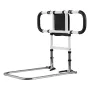 Bed Rail for Elderly, Foldable & Extendable Bedside Assist Rail with Side Handles & PU Handrail, Adjustable Height Carbon Steel 