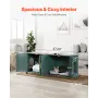 Cat Litter Box Enclosure for Multi Cats, 120 cm Hidden Litter Box Cabinet with 4 Rattan Doors & 2 Entries, Indoor Cat Washroom, 