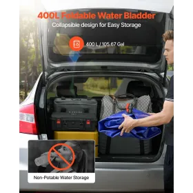 VEVOR vandopbevaringsblære, 400L vandopbevaringsbeholdertank, 1000D PVC stor kapacitet blød poseblære, foldbar bærbar til