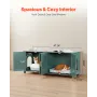 Cat Litter Box Enclosure for Multi Cats, 120cm Hidden Litter Box Cabinet with 4 Doors & 2 Entries, Indoor Cat Washroom, Wooden K