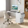 computerskrivebord med stofskuffer, 120 cm vendbart