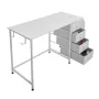 Computer Desk with Fabric Drawers, 120 cm Reversible Study Work Writing Desk for Modern Home Office Bedroom, Simple Modern Cute 
