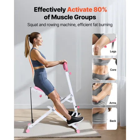 VEVOR Squat-maskine, Deep Squat-romaskine til hjemmet, nem opsætning og sammenfoldeligt træningsudstyr, Glute Trainer-maskine