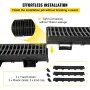 Trench Drain System, Channel Drain with Plastic Grate, 145x79MM HDPE Drainage Trench, Black Plastic Garage Floor Drain, 3x39 Tre