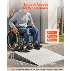VEVOR Door Threshold Ramp 138 mm Rise Threshold Ramp for Wheelchair Rated 363 kg