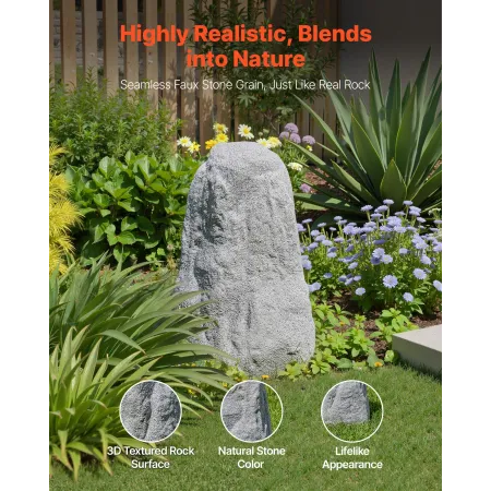 Faux Rock Cover, Outdoor Fake Rock Well Pump Cover, Realistic Natural Texture, Lightweight & Weather-Resistant Polyresin Artific