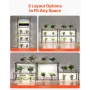 DIY Plant Shelf with Grow Lights, 180cm Tall Indoor Plant Stand with Wheels, 192W 5000K Full Spectrum Grow Lights, Heavy Duty Me
