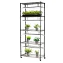 DIY Plant Shelf with Grow Lights, 180cm Tall Indoor Plant Stand with Wheels, 192W 5000K Full Spectrum Grow Lights, Heavy Duty Me