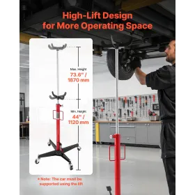VEVOR Hydraulic Transmission Jack, 1100 lbs / 0.5 Ton Lifting Capacity Telescoping Transmission Jack with Foot Pedal, 360° Swive