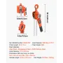 VEVOR Manual Lever Chain Hoist, 3/4T 750KG Capacity Heavy Duty Come Along, 3M Lift G80 Alloy Steel Chain With Dual Pawl Mechanic