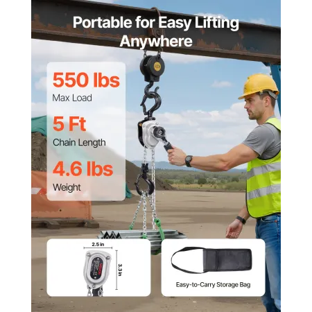 manuel kædetalje, 1/4T 250KG Kapacitet Heavy Duty Com Always