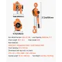 Manual Lever Chain Hoist, 3T 3000KG Capacity Heavy Duty Come Along, 3M Lift G80 Alloy Steel Chain With Dual Pawl Mechanical Brak