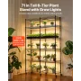 Plant Shelf with Grow Light, 6-Tier Double-Row Plant Stand, 180cm Tall Indoor Plants Display Rack with Wheels & Timer, 200W Full