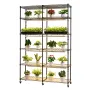 Plant Shelf with Grow Light, 6-Tier Double-Row Plant Stand, 180cm Tall Indoor Plants Display Rack with Wheels & Timer, 200W Full