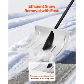VEVOR Snow Shovel for Driveway, 40cm Wide Aluminum Alloy Snow Shovel, Non Slip Grip, Large Capacity Snowplow Shovels, Detachable