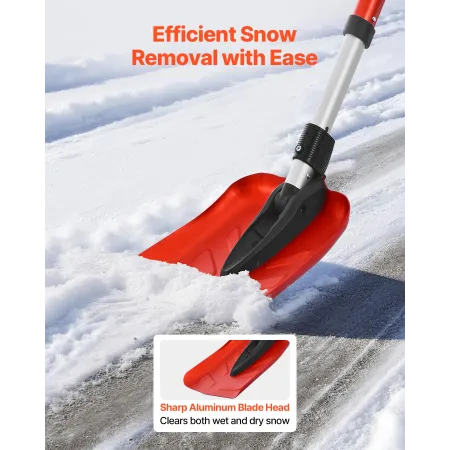 VEVOR Snow Shovel for Driveway, 22cm Foldable Snow Shovel with D-shaped Handle, , 36-40 in Adjustable, Lightweight Aluminum Allo