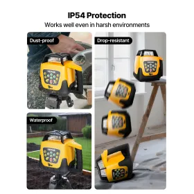 VEVOR Rotary Laser Level Kit, Green Beam 500m Range Slope Adjustable 360-Degree Spinning Self Leveling, Flexible Scanning Angle 