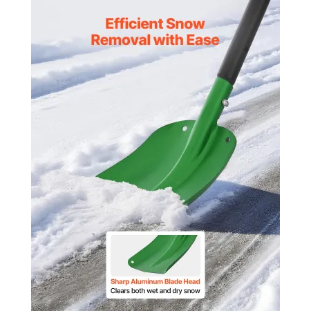 VEVOR Snow Shovel for Driveway, 21.5cm Wide Aluminum Alloy Snow Shovel with T-shaped Handles, Large Capacity Snowplow Shovels, P