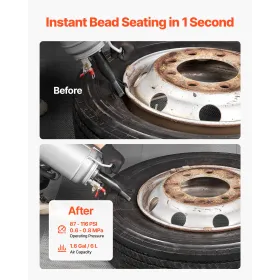 VEVOR Portable Tire Bead Seater, 1.6 Gal / 6 L Air Bead Blaster, Handheld Tire Inflator Tool, 87-116 PSI Operating Pressure, Tri