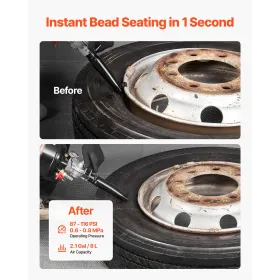 VEVOR bærbar dækperlesæde, 2,1 Gal / 8 L Air Bead Blaster, håndholdt dækpumpeværktøj, 87-116 PSI Driftstryk, Tri