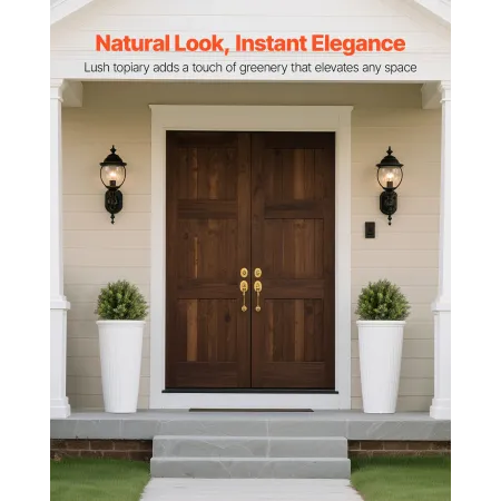 VEVOR Artificial Topiary Cypress Trees with Ground Spike, 2 Set 406mm Faux Shrubs & Bushes Potted Plants, Fake Silk Tree Look Re