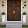 Artificial Topiary Cypress Trees with Ground Spike, 2 Set 406mm Faux Shrubs & Bushes Potted Plants, Fake Silk Tree Look Real for