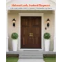 Artificial Topiary Boxwood Trees with Ground Spike, 2 Set 559mm Faux Shrubs & Bushes Potted Plants, Fake Silk Tree Look Real for