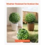 Artificial Topiary Boxwood Trees with Ground Spike, 2 Set 559mm Faux Shrubs & Bushes Potted Plants, Fake Silk Tree Look Real for