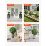 Artificial Topiary Boxwood Trees with Ground Spike, 2 Set 559mm Faux Shrubs & Bushes Potted Plants, Fake Silk Tree Look Real for