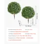 Artificial Topiary Boxwood Trees with Ground Spike, 2 Set 559mm Faux Shrubs & Bushes Potted Plants, Fake Silk Tree Look Real for