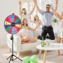 VEVOR 610 mm Spinning Prize Wheel, 14 Slots Spinning Wheel with Tripod, Adjustable Height Win Fortune Roulette with a Dry Erase 