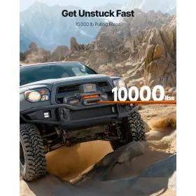 VEVOR elektrisk spil, 4500 kg belastningskapacitet, 12V DC lastbilspil med Φ8,9 mm x 27,4 m syntetisk reb, trådløs og