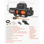 Electric Winch, 4500 kg Load Capacity, 12V DC Truck Winch with Φ8.9 mm x 27.4 m Synthetic Rope, Wireless & Wired Remote Control,
